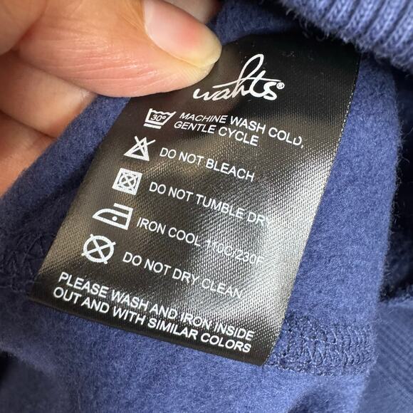 WAHTS  Long Sleeve Crew Neck.Sweatshirt Mens M Zip Pocket Organic Cotton Blue - Picture 6 of 10